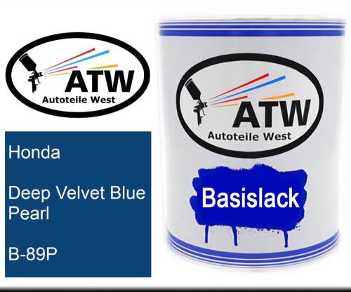 Honda, Deep Velvet Blue Pearl, B-89P: 1L Lackdose, von ATW Autoteile West.
